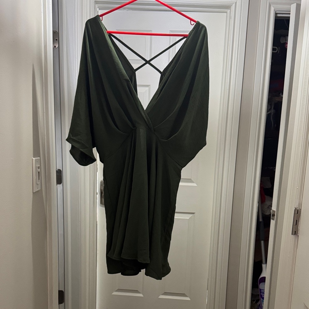 Fashion Nova Olive Green Backless Dress
